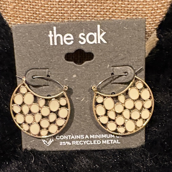 The Sak Jewelry - The Sak Gold and Cream Circle Earrings